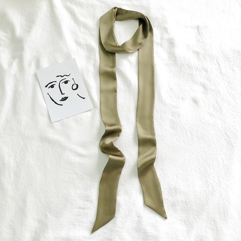 200*5cm Elegant Solid Color Long Ribbon Neck Scarf Women Dinner Party Headband Strip Narrow Decoration Scarf Neck Tie