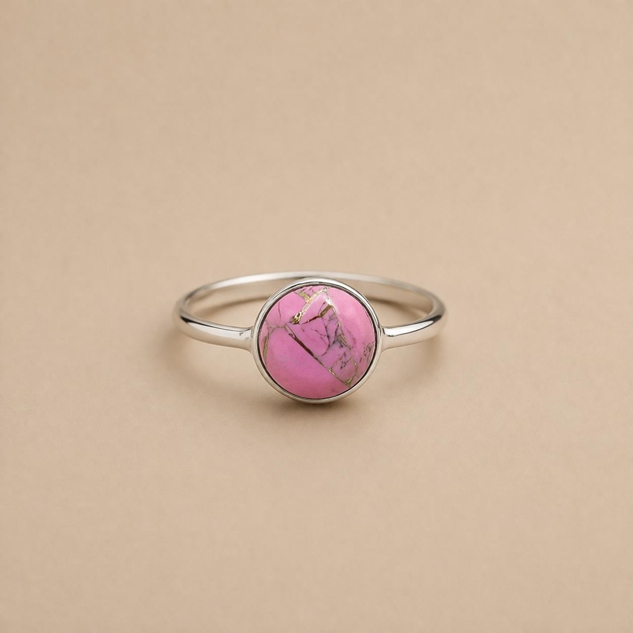 Pink Copper Turquoise Ring, 925 Sterling Silver Statement Ring, Pink Gemstone Jewelry 4 серебряный