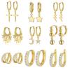 Classic Gold Color Cross Moon Star CZ Zircon Small Circle Huggie Hoop Earrings for Women Ear Piercing Cartilage Earring Jewelry