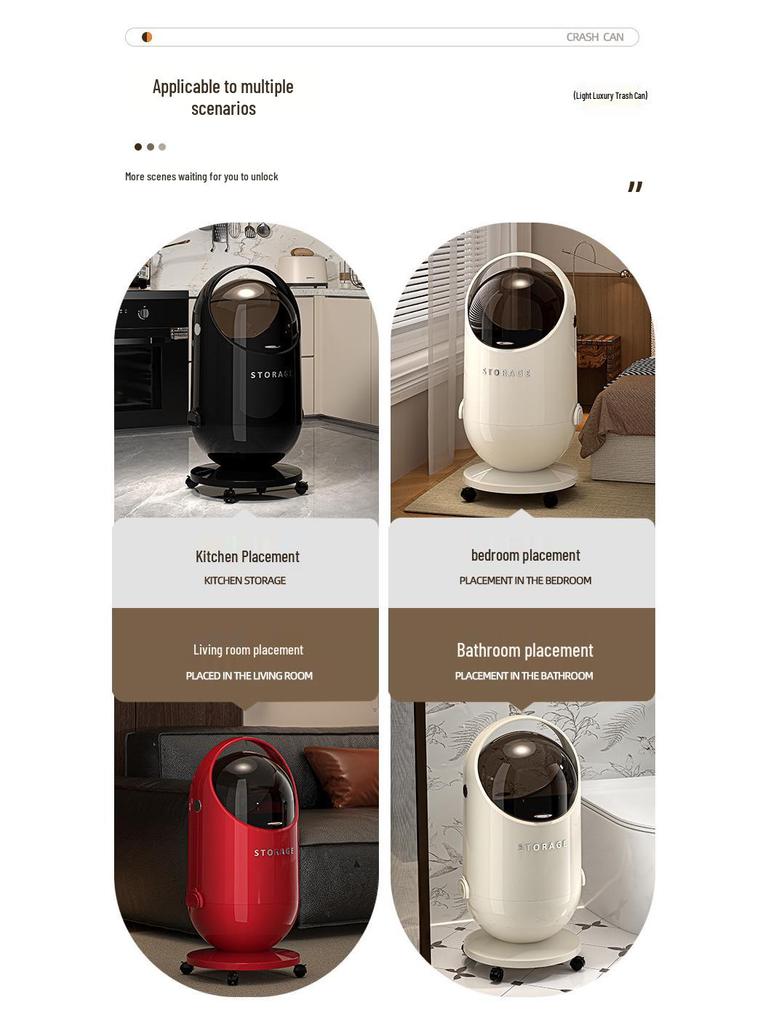 High-End Large Capacity Trash Can with Lid & Wheels for Home: Living Room, Bedroom, Kitchen - No Need To Bend Over, Easily Movable Paper Basket.
