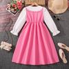 Girls Dress Autumn New Korean Version Medium and Large Children Cute Doll Collar Long Sleeve Bow Princess Dress