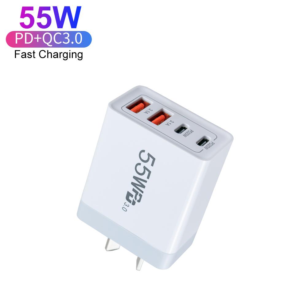 55W AU-Stecker USB-C Wandladegerät 4-Port Schnellladegerät mit PD 20W QC3.0 Ausgangsleistung für Apple für IPhone 13 14 15 Pro