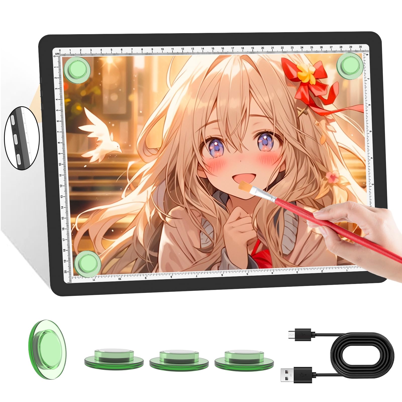 

KOBAIBAN A4 Магнитный световой стол для рисования, перезаряжаемый, для алмазной живописи, 3 цвета, 6 уровней плавной регулировки яркости, винил чёрный