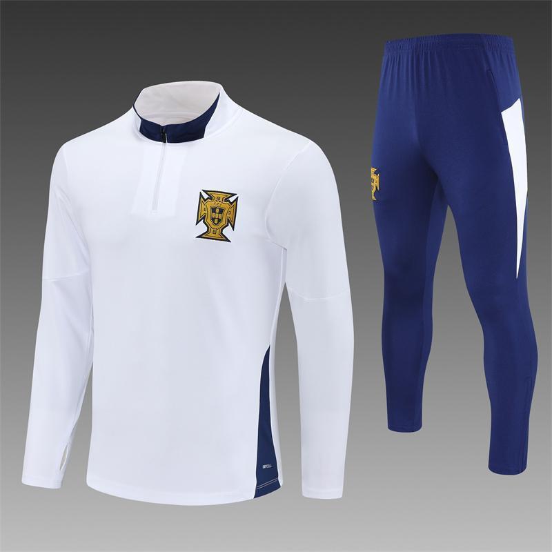 Adult National Team Soccer Training Jerseys Long Sleeve Half Zip Cotton Blend Sports Wear