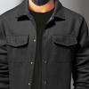 Men Autumn Winter Solid Color Shirt Lapel Long Sleeve Flap Pockets Jacket