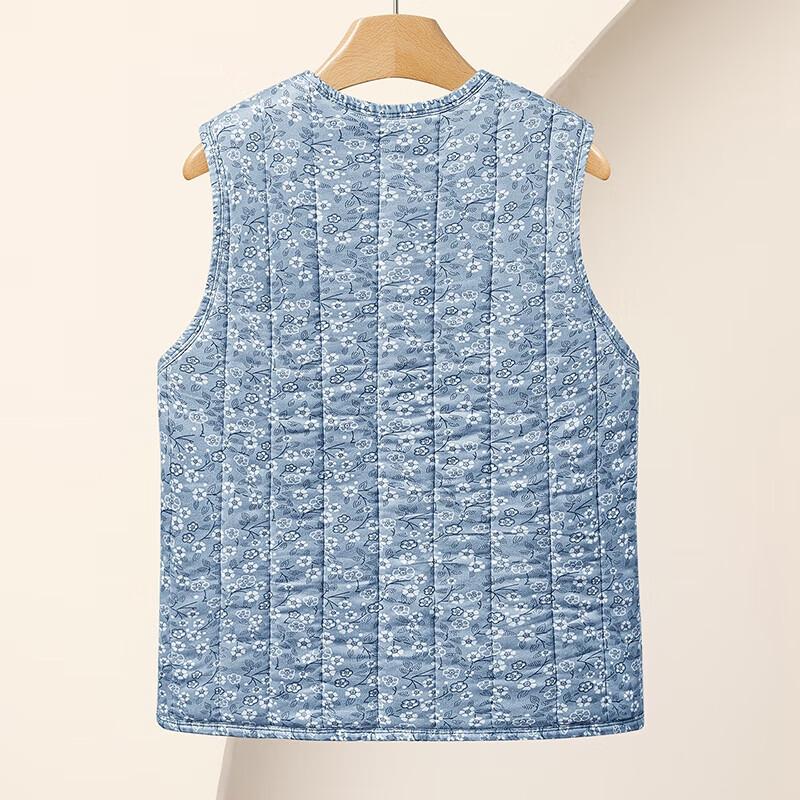 Damen Retro Floral V-Ausschnitt Baumwollweste