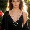 Multi-layer long pearl necklace Gypsy light luxury temperament versatile small fragrance accessories earrings chain