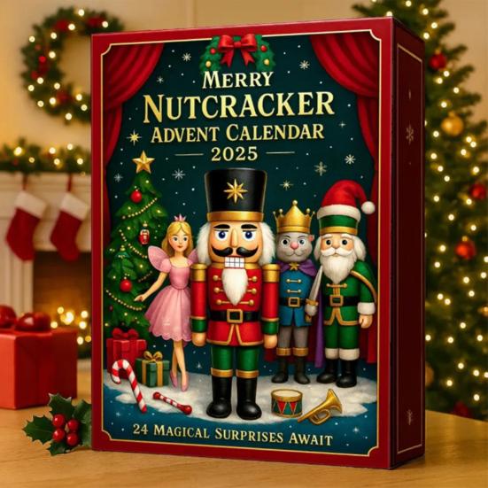 Merry Nutcracker Advent Calendar 2025 24 Days Acrylic Ornament with Surprise Miniatures Christmas Countdown Decor for Tree And Holiday Display
