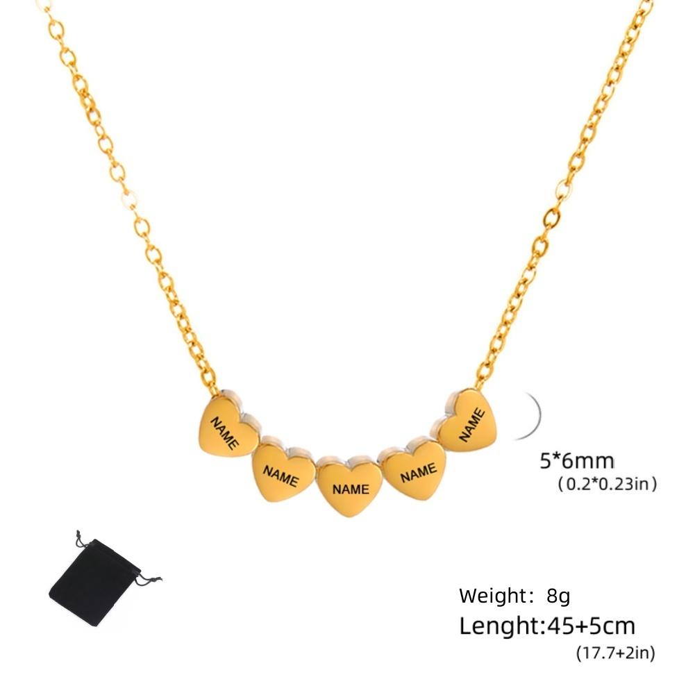 Customized Name Date Mini Minimalist Love Necklace Stainless Steel Heart Shaped Women's Necklace Fashion Couple Jewelry Gift