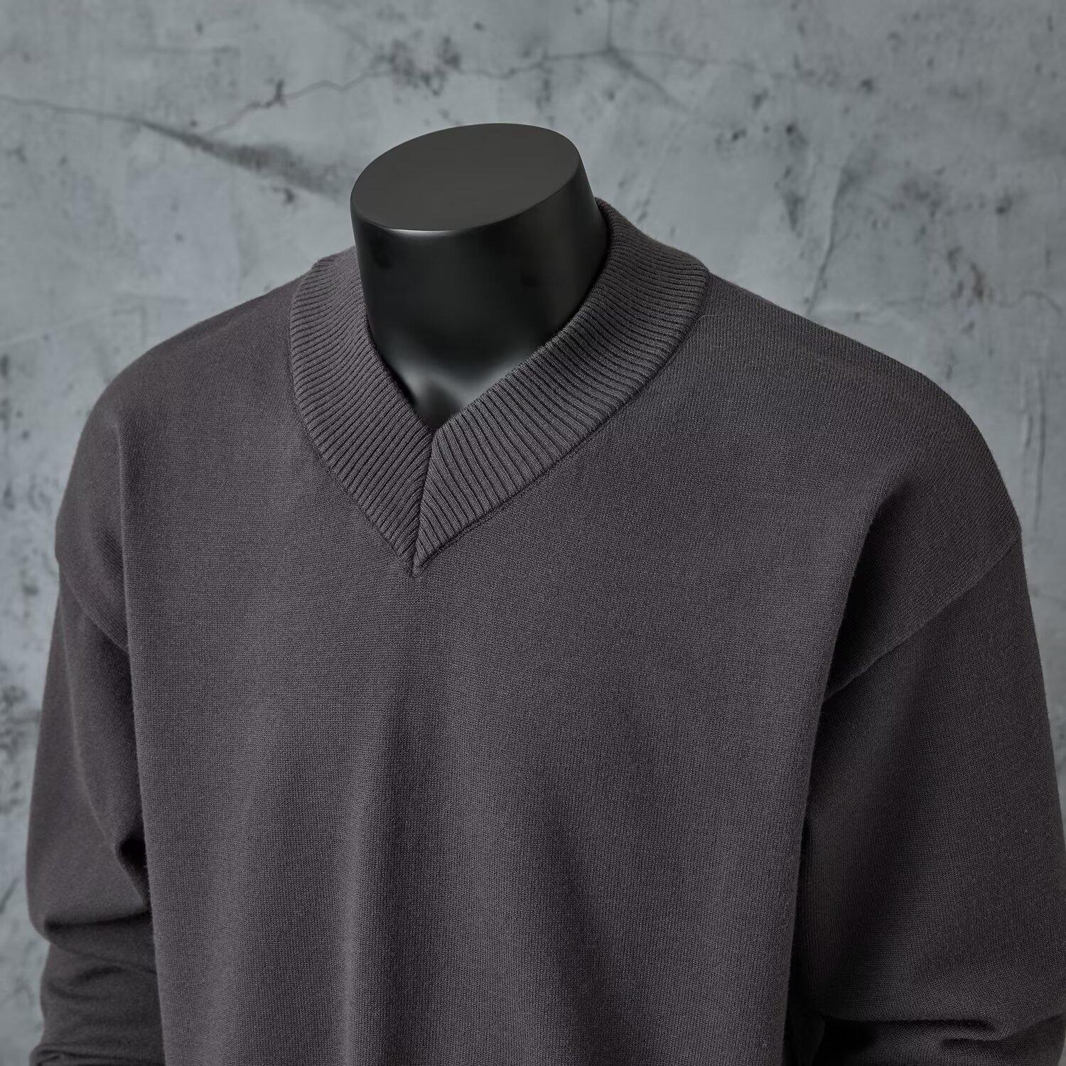 

2025 Men s V-neck Color Block Striped Knit Sweater – High-end, Trendy, Long-sleeved Wool Outerwear in Lazy Style XL темно-сірий