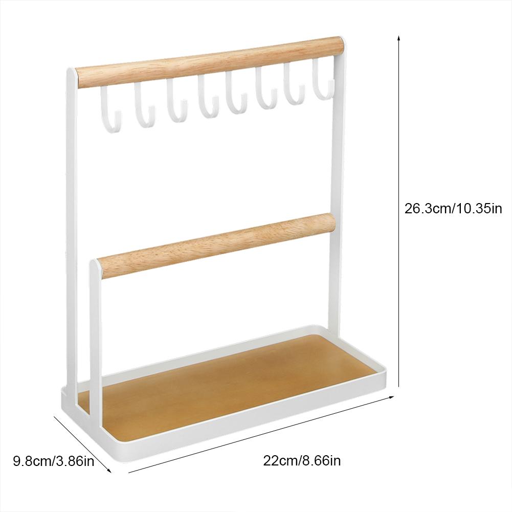 Modern Metal 2 Tier Tabletop Bracelet Necklace Jewelry   Display Tree Rack with Tray
