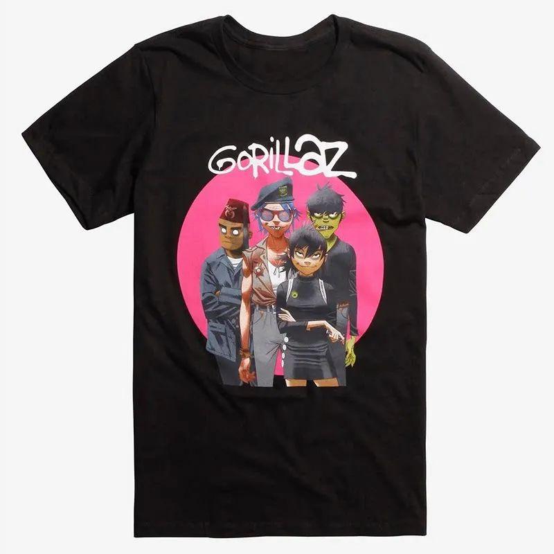 Rock Punk Band T Shirts Gorillaz Print Tops British Virtual Band Vintage Rock T Shirts Casual Loose Streetwear Fans Gift Unisex