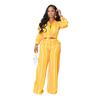 Women's Striped Printed Long-Sleeve Shirt Suit - Two-Piece Set