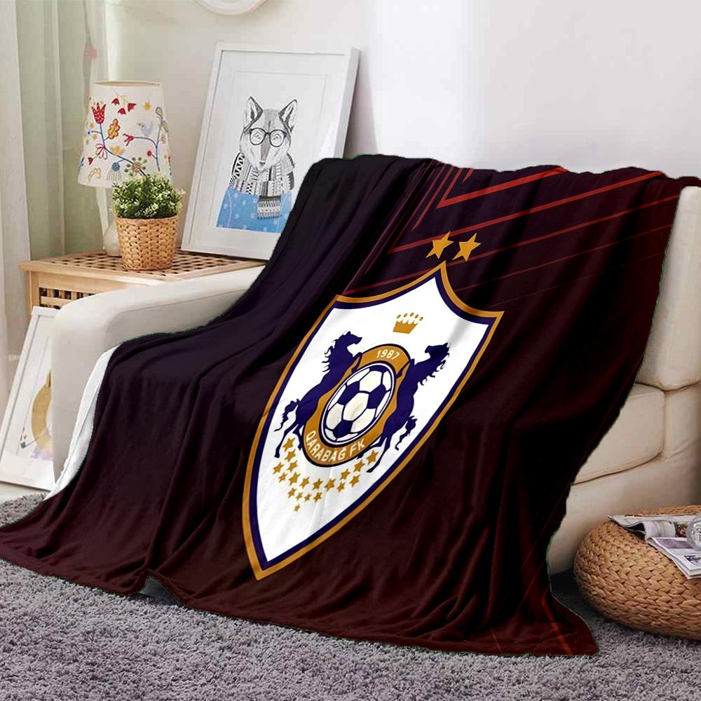 Soccer Team Qarabag Design Flannel Blanket, Soft Polyester, Modern Design, All-Season for Camping, Travel, Gifts for holidays or birthdays