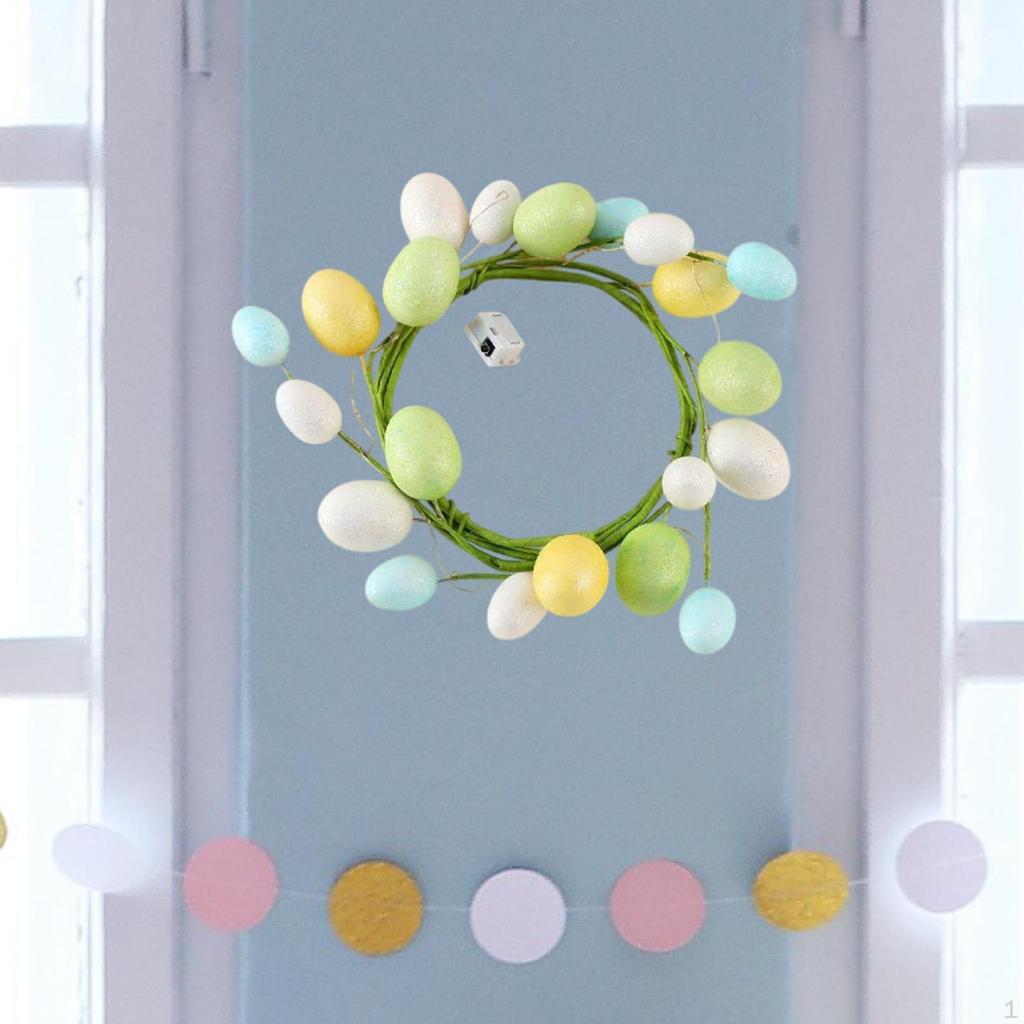 Easter Eggs Ring Wreath Artificial for Front Door Handcraft Spring Decor Home Indoor