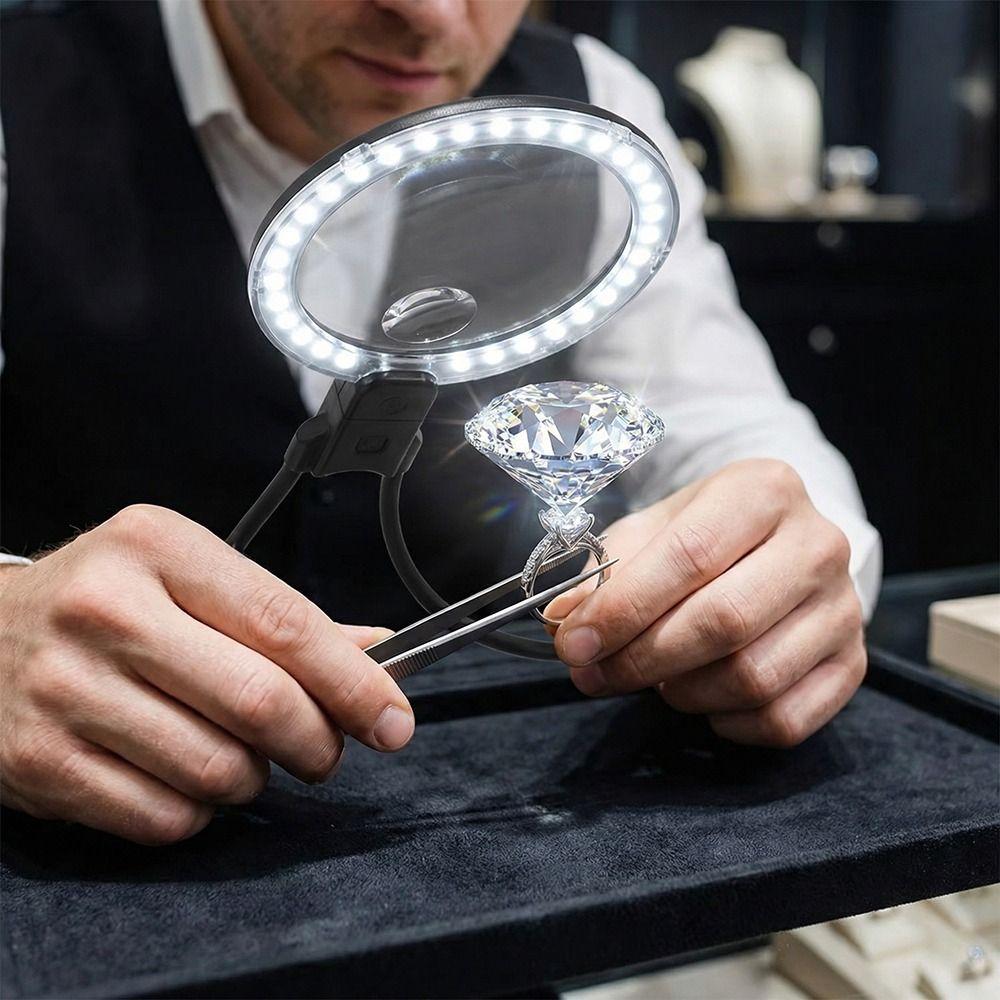 36 LED Förstoringsglas för Läsning USB-C Ström Fullsidigt Förstoringsglas för Bok Reparation Sömnad