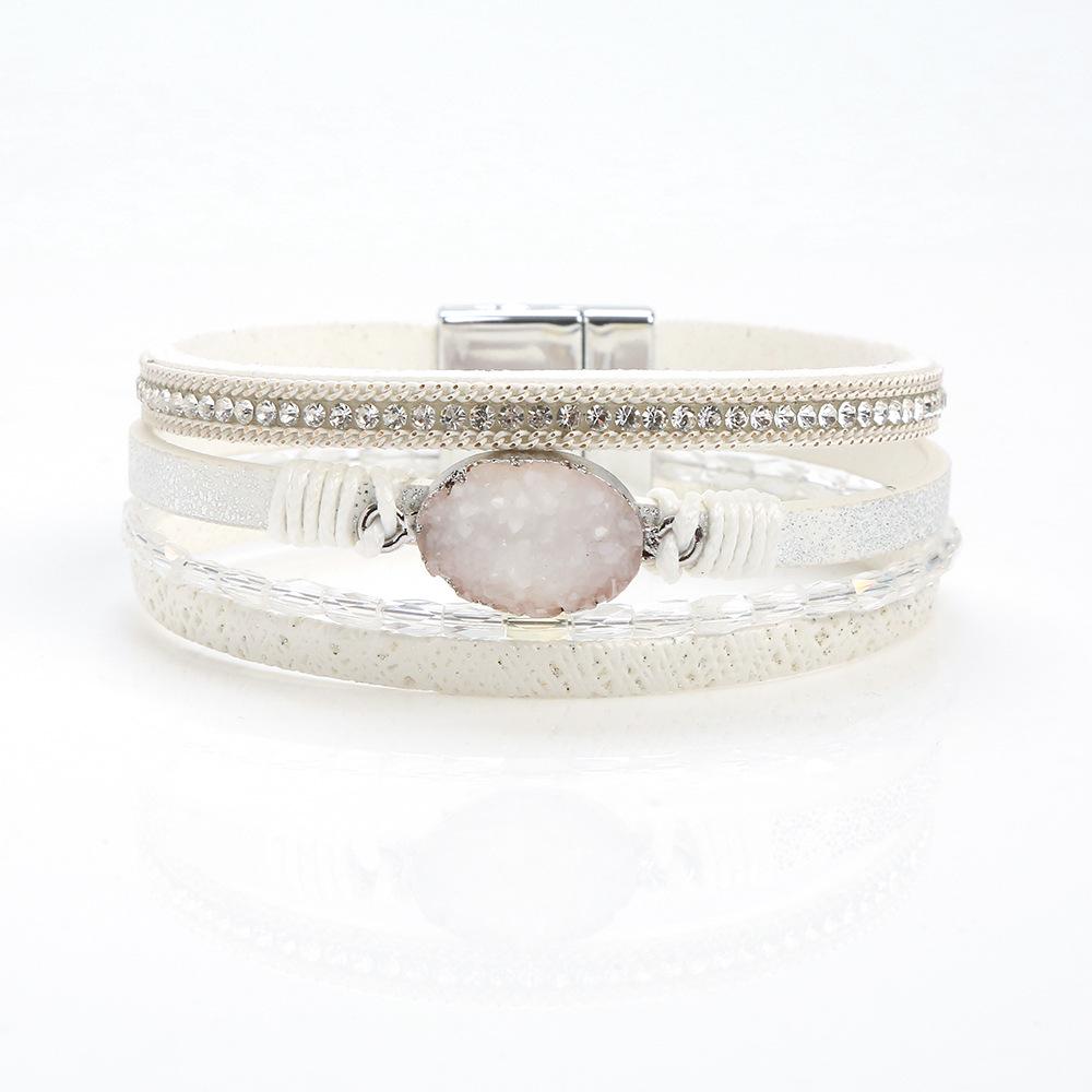 

Высококачественный браслет ручной работы из кристальной кожи с магнитной застежкой для женщин и мужчин