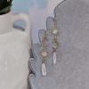 Jun'an Goddess Asymmetrical Electroplated Quartz Sun & Moon Charm Earrings in 18k Gold Bohemian Style