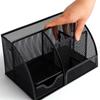 Office Desktop Storage Box Pen Holder Metal Mesh Square Divided Container Spacious Stationery Organizer School Supplies