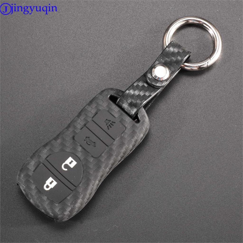 Jingyuqin 2/3/4 Buttons Carbon Fiber Patten For Nissan Armada Sentra 350Z Altima Maxima Infiniti Car Key Holder Case Cover