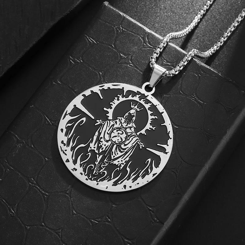 Retro Gothic Grim Reaper Pendant Necklace for Men Punk Hip Hop Halloween Jewelry Gift