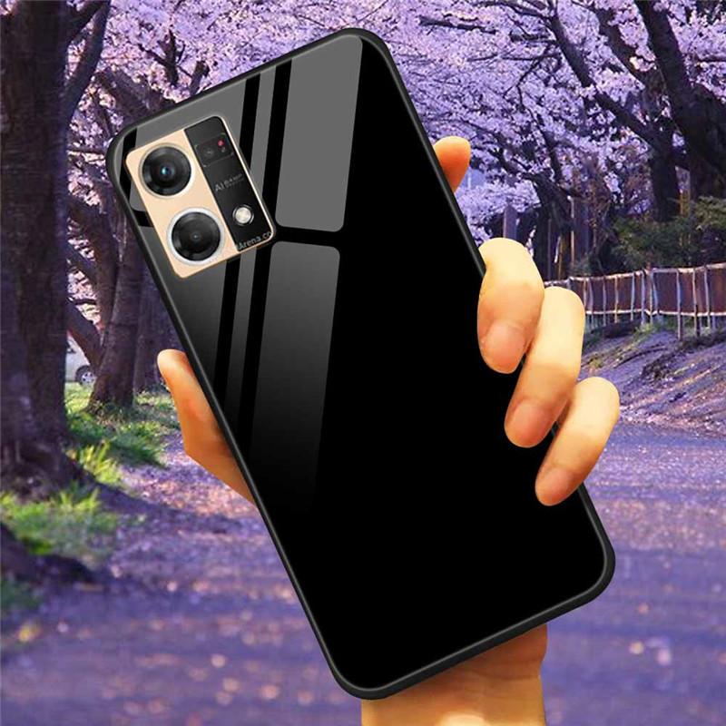 

For Oppo Reno7 4G Case Fashion Tempered Glass Moon Star Bumper Cases for Oppo Reno 7 4G Phone Cases CPH2363 Luxury Funda Capa Oppo Reno7 4G