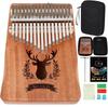 JINSELF Kalimba 17-Key Beginner Set Mahogany Natural Thumb Piano with Music Score Instruction Book Case and Finger Sleeves for Children Male Deer 17