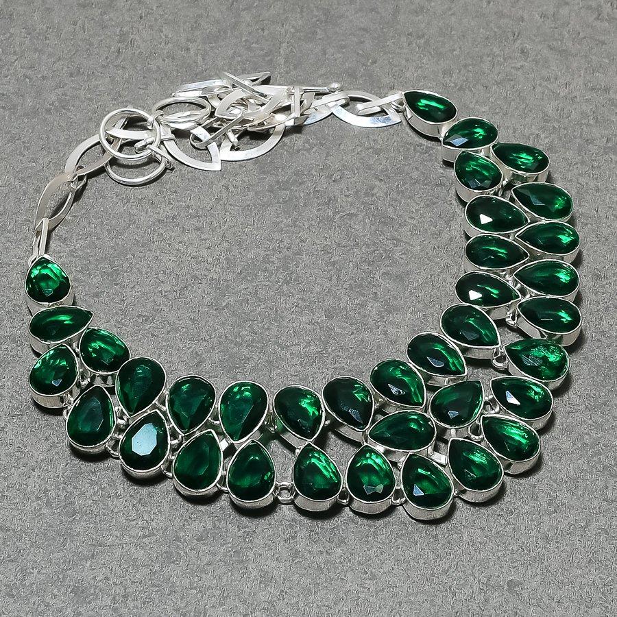 Chrome Diopside Pear Shape Gemstone Jewelry Set Gift Necklace Bracelet Earrings