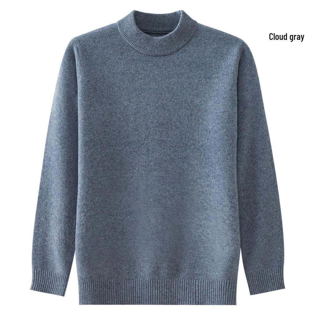 2025 Men's Pure Wool Round Neck Knit Sweater - Casual Long Sleeve Autumn/Winter Collection
