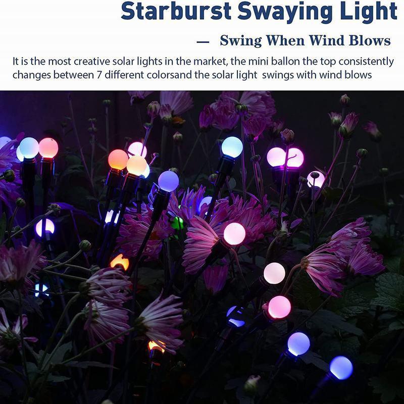 Solar Outdoor Light LED Firefly Lamp Garden Decoration Waterproof Garden Home Lawn Fireworks Light Floor New Year Christmas