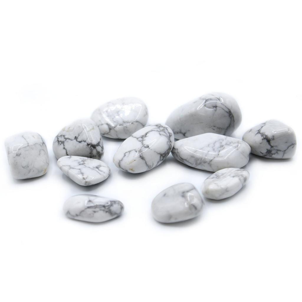 White Howlite Tumbled Stones, 24 Pieces