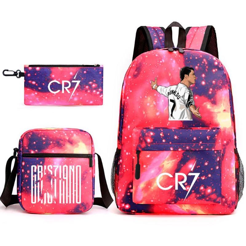 School Bag, Peripheral Printing Three-piece Set, Student School Bag, Backpack, Messenger Bag, Pencil Bag.