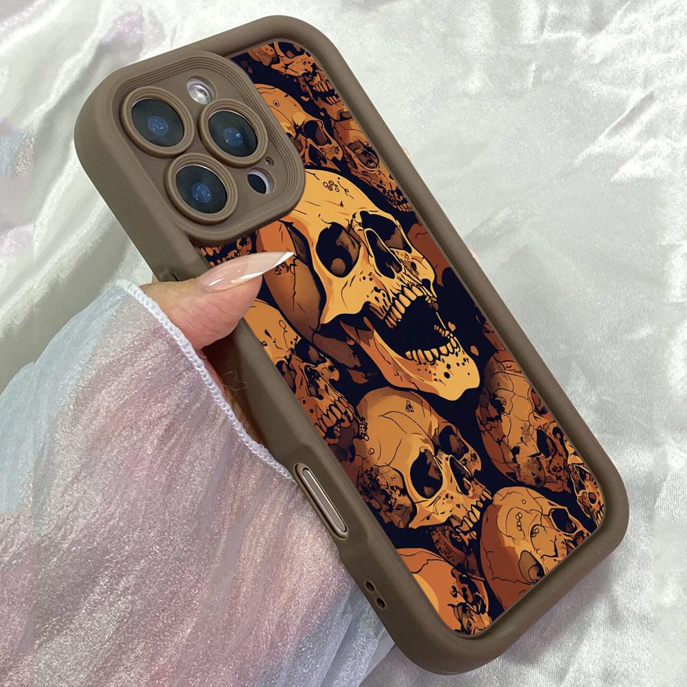 

JT228 Eerie Overlapping Skull for iPhone 17 16 15 14 13 Pro Max Samsung S26 S25 Ultra A17 A16 A07 A56 A36 A26 Xiaomi 15T Redmi 15c 14C 13C Soft Case Redmi 15C 4G/5G(171.6) коричневий