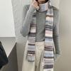 Korean Style Cashmere Knitted Scarf Plush Winter Shawl Fashion Rainbow Striped Scarf  Student
