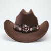 Weicher Fedora Hut mit Blumenstickerei Sonnenhut Vintage Filz Western Cowboyhut Reise Outdoor