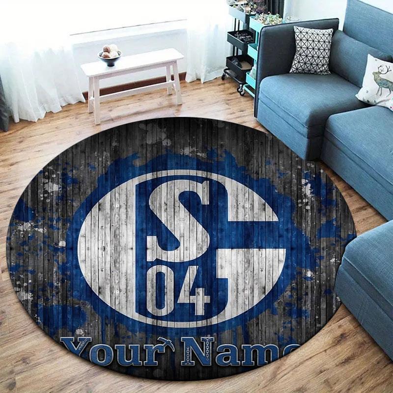 FC Schalke 04 Custom Name Round Area Rug,Carpet Rug for Living Room Bedroom Sofa Playroom Decor,Non-slip Floor Mat