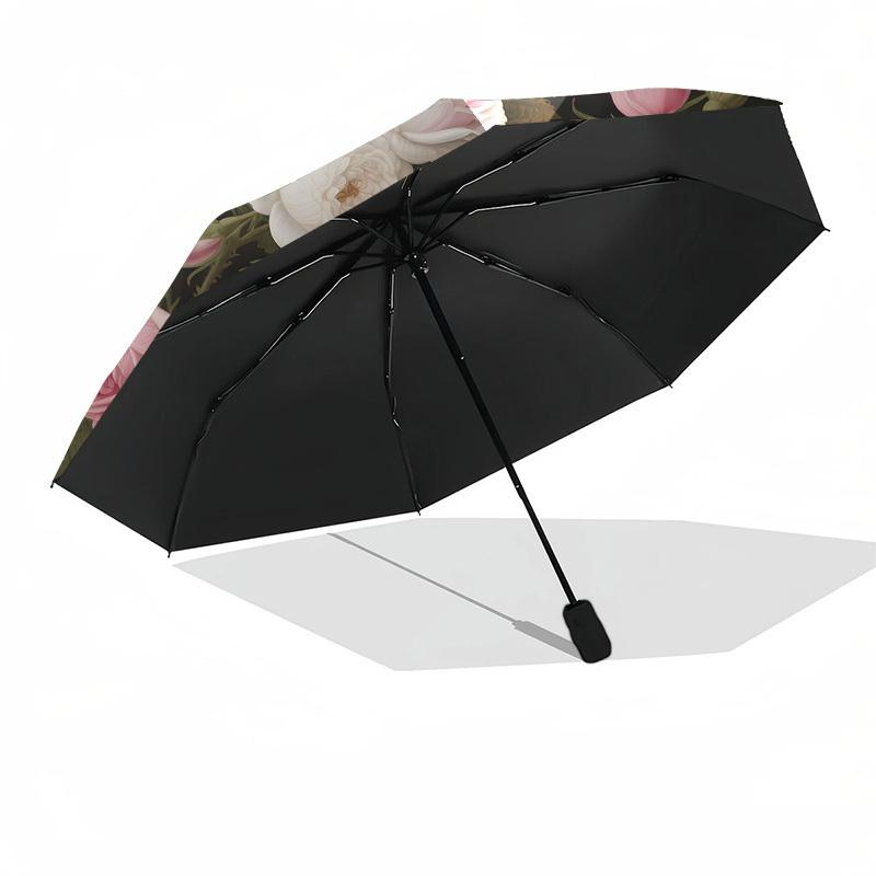 1pc Roses and Dandelions Circular Arrangement Umbrella with Plastic Handle,Suitable for All Seasons Home Travel Outdoor UmbrellaDD1829