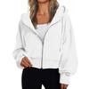Women's Fashion Winter Long Sleeve Hooded Zipper Solid Color Loose Hooded Jacket