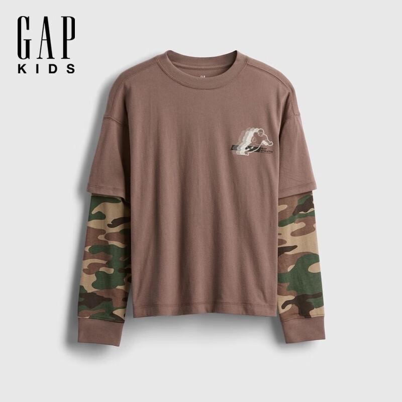 Gap Boys  Print Faux Two-Piece Long-Sleeve T-Shirt L