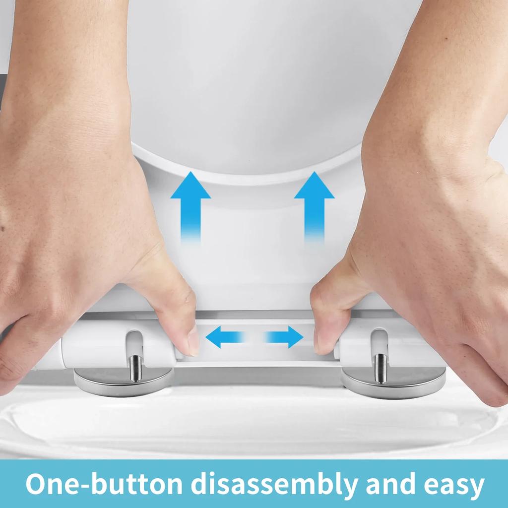 Slow-Close Square Toilet Seat Lid Cover Set Quick Release Thicken Replacement Universal Easy Installation for Home