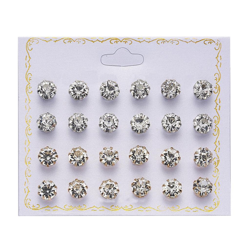 Ensemble de 12 paires de boucles d'oreilles élégantes en alliage de zirconium pour femme