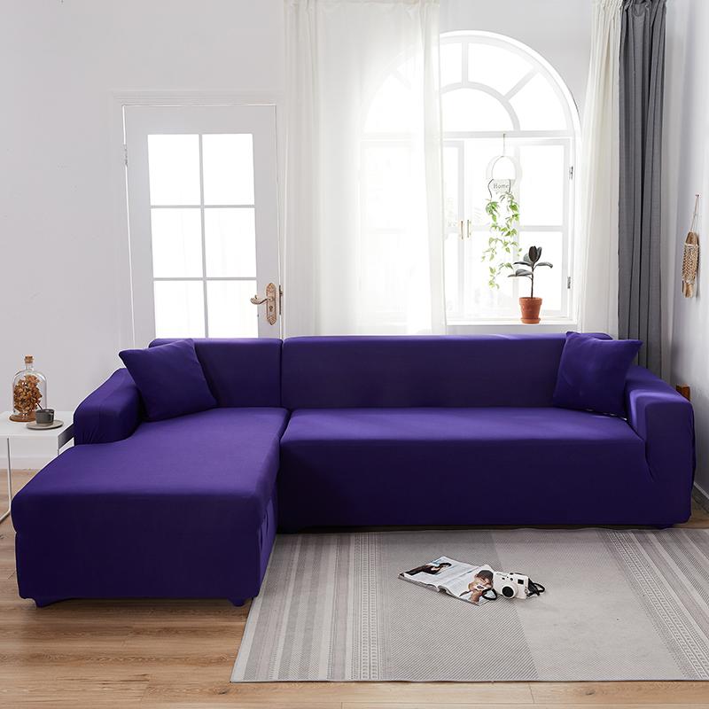Solid Color Stretch Sofa Cover for Living Room Elastic Slipcovers  Couch Cover L Shape Armchair Cover Single/Two/Three/Four Seat