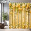 1Pcs Shiny Butterfly Flower Waterproof Shower Curtain Modern Polyester Bathroom Partition 12 Hooks