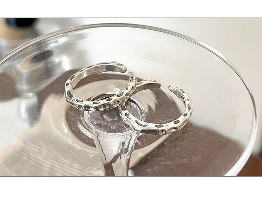 Yinruitai S925 Sterling Silver Textured Open Ring for Women - Vintage 2022 Design