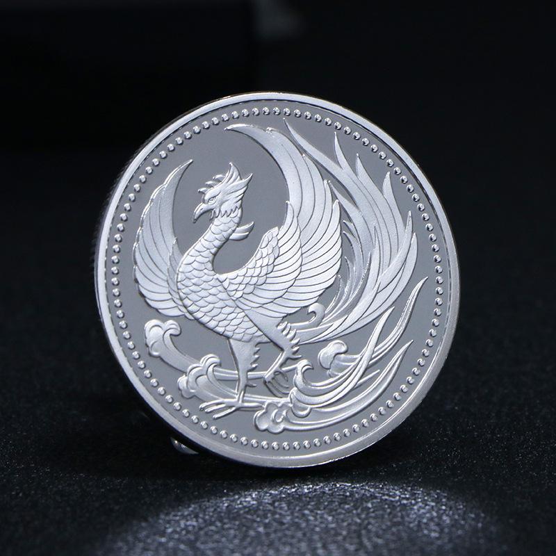 Japanische Phönix Wiedergeburt Gedenkmünze, vergoldet und versilbert.