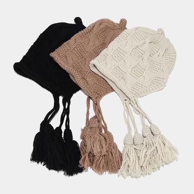 Cute Handmade Braided Knitted Ear Hat Schoolgirl Soft Girl Warm Bag Head Wool Hat Autumn and Winter Hat Tide