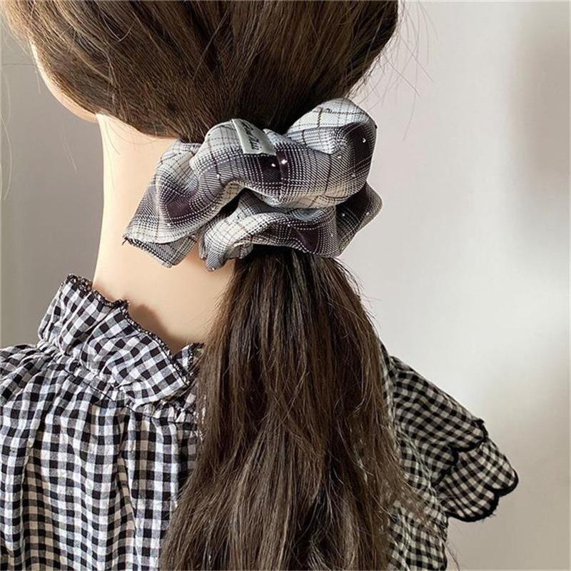 College Style Plaid Scrunchies Women Girls Elastic Hair Rubber Bands Accessories Hair Ring Rope Headdress Headwear Ornament