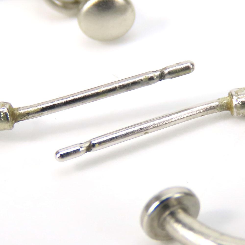 Used CHANEL Pierce COCO Mark Metal 3g White Accessory Plating