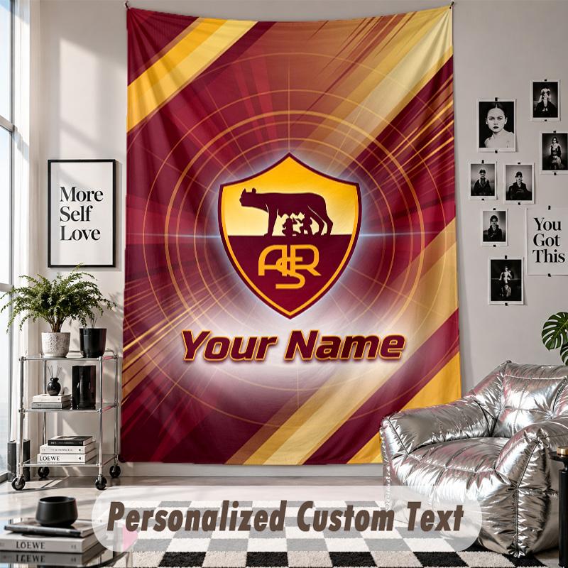 Custom Tapestry Wall Hanging, AS Roma Personalized Name Text Home Wall Decor