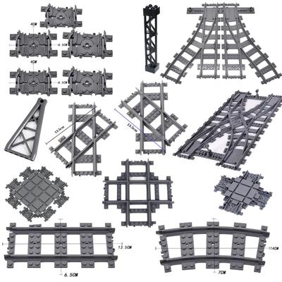 Tren Urbano Piezas Vías Estación de Tren Ladrillos Tope de Vía Modelo Rieles Rieles Rectos Curvos Bloques de Construcción Juguetes MOC
